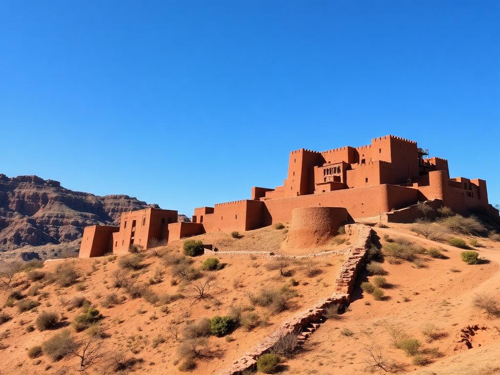 Ait Benhaddou UNESCO World Heritage kasbah of red earthen towers, southern Morocco