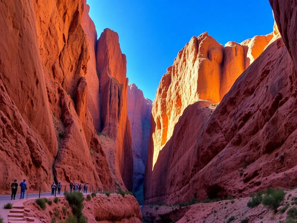 300m limestone cliffs of the Todra Gorges, southern Morocco
